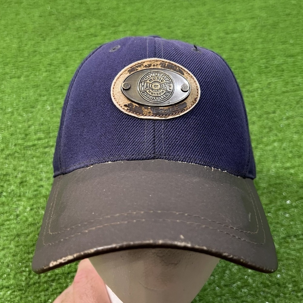 Vintage Country Music Hall Of Fame Hat ONSFA leather Bill Patch Nashville Buckle